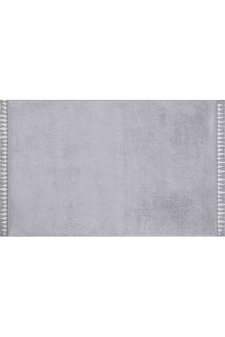 Saraz Halı Puffy Banyo Paspas 2 Li Saçaklı Yıkanabilir Grigri Gri