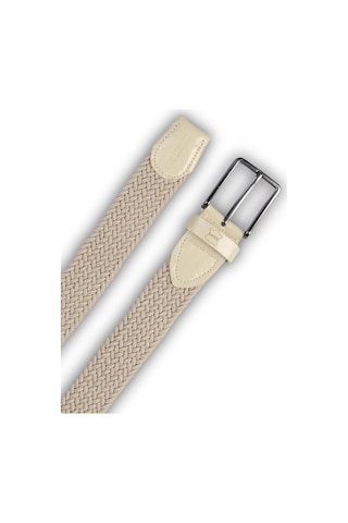 Mft Leather Hakiki Deri Erkek Örgü Esnek Kemer 3,5cm, Krem 9857 Krem