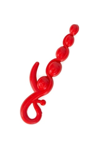 Erofoni 22 CM Kırmızı Sıralı Anal ve Vajinal Zevk Topu Anal Plug Açıcı