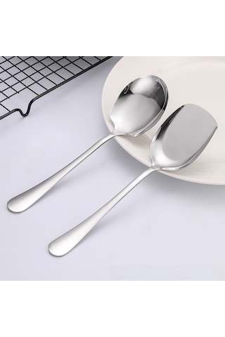Yifomall Stainless Steel Büyük Boy Servis Kaşığı - Restoran/ev Kullanıma Uygun, Anti-rusluk, Yemek Dağıtma Ve Servis Etme İçin Dayanıklı Malzeme Diğer