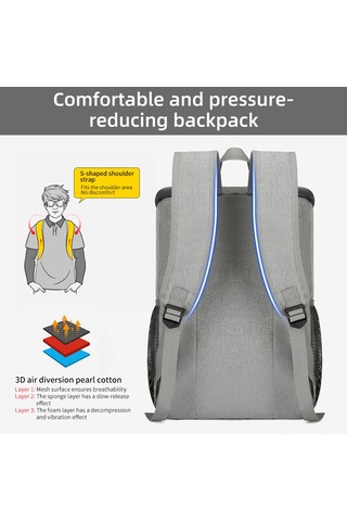 Yifomall 24l Isı Ve Soğuk Saklama Çanta, Leakproof İzolasyonlu Outdoor Sırt Çantası, Oxford Kumaş, Reflektör Şeritli, Piknik Kamp İçin Gri Gri