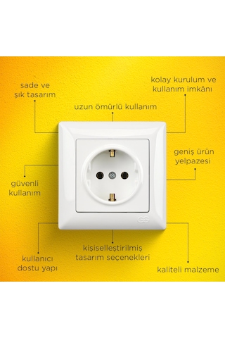 Günsan Visage Beyaz Topraklı Priz