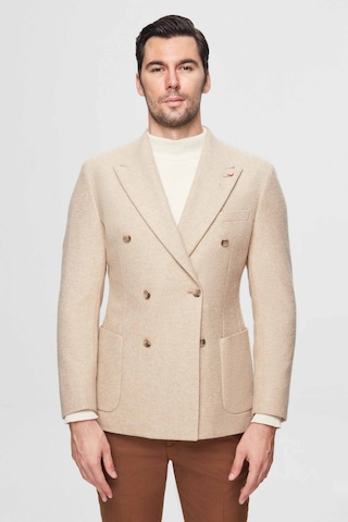 D's Damat Ds Damat Slim Fit Bej Örme Çift Yırtmaçlı Yünlü Kruvaze Kumaş Ceket 3hf04ır135881 Bej