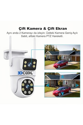 3dcool 3d-1200wf Hieasy 4mp 2 Kameralı Pt Hareketli Wi-fi Kablosuz Kamera