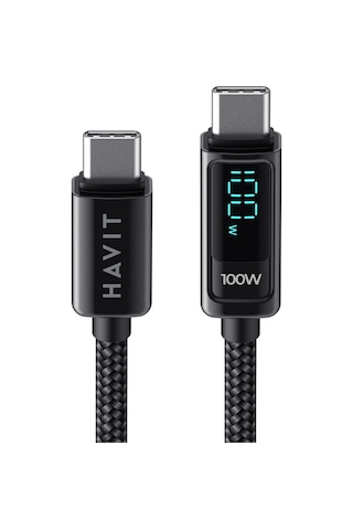 Havit CB6247 PD100W Type-C To Type-C Göstergeli Şarj Kablosu