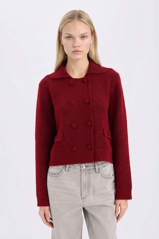 DeFacto Regular Fit Polo Yaka Basic Düz Düğmeli Triko Hırka E2289AX24WNBR93 Bordo