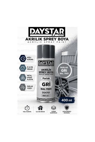 Parlak Gri Akrilik Sprey Boya Ral 7001 400 Ml Hızlı Kuruyan Yüksek Kapatıcılı Metal Ahşap Plastik Bo Çok Renkli