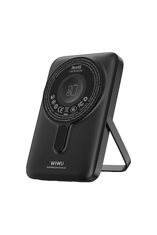 Wiwu Wi-p077 Pionner Serisi Wireless Şarj Ve Pd 20w Hızlı Şarj Standlı Powerbank 15w 10000mah Siyah Siyah