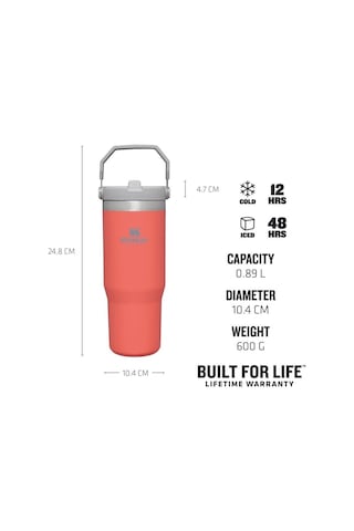 Stanley The Iceflow Flip Straw Pipetli Termos Bardak 0.89 Lt Açık Mercan