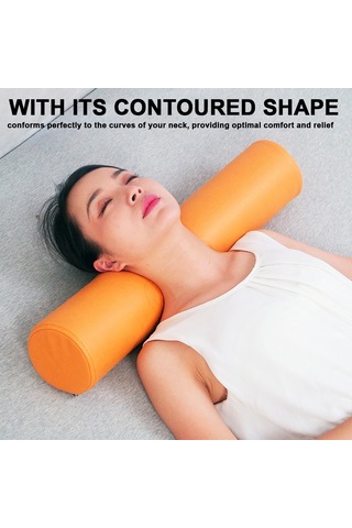 Geeksen Yastık Boyun Ve Bel Ağrısı İçin Hafıza Köpüğü Silindir Yastık - Yıkanabilir Kılıflı Koyu Gri