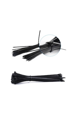 Çetsan Kablo Bağı Plastik Cırt Kelepçe Adet-Ebat-Renk Seçenekli 100 Adet-2.5X200 Mm-Siyah