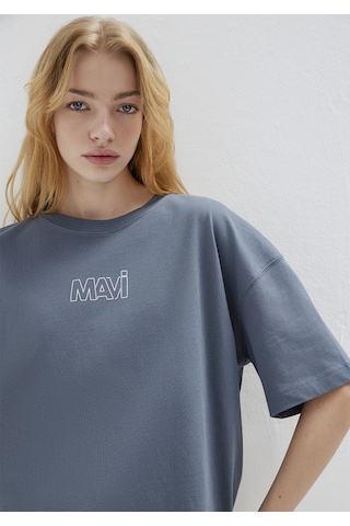 Mavi - Mavi Logo Baskılı Lacivert Tişört 1611592-80776 Lacivert