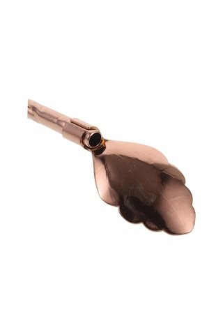 6'lı Bronz Pipetli Latte Kaşığı Kokteyl Kaşığı Ve Temizleme Fırçası, 22 Cm Yaprak Model Bronz
