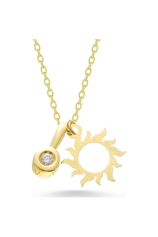 Sefa Gold 14 Ayar Altın Pırlantalı Güneş Kolye