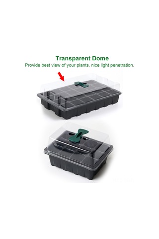 Monyee 5'li Siyah 12 Hücreli Fidancı Seti - Nem Kontrollü Kapağı, Su Drenajlı Tabani Ve Bahçe Araçlarıyla Fidan Yetiştirme Kutusu