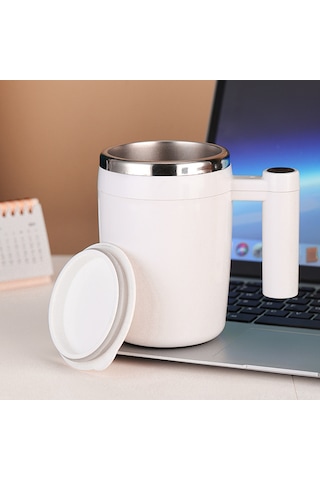 Padalink 380ml Siyah Otomatik Karıştırıcı Bardak, Manyetik Şarjlı, Kapaklı, Paslanmaz Çelik, Kahve/süt/protein İçin Ev/ofis Dışarıda Kullanım Siyah