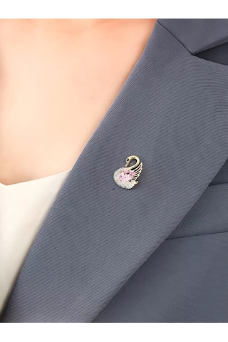 Bijoubijou Kadınlar İçin Broşlar 2 Adet Kuğu 250557527 Altın Rengi