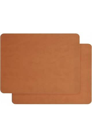 2 Adet Amerikan Servis 44x35 Cm Taba Renk Suni Deri Masa Altlığı, Su Geçirmez, Kaymaz, Isıya Dayanıklı Şık Diğer
