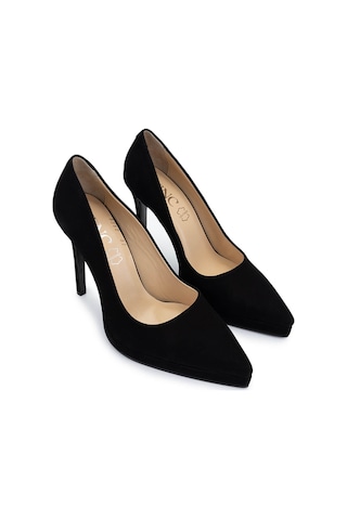 Tamer Tanca Kadın Hakiki Deri Siyah Süet Topuklu Ayakkabı 815 9382 Bn Ayk Y25 Sıyah Suet Siyah Süet