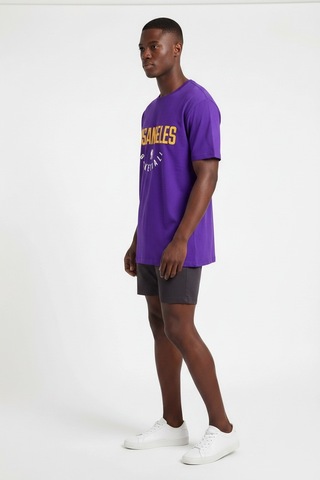 Usa Basketball Los Angeles Mor Erkek Oversize T-shirt 141941