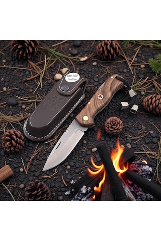 N690 Böhler Çelik Outdoor Kilitli Kamp Çakı Dayanıklı Ve Ergonomik Tasarım Koyu Kahverengi