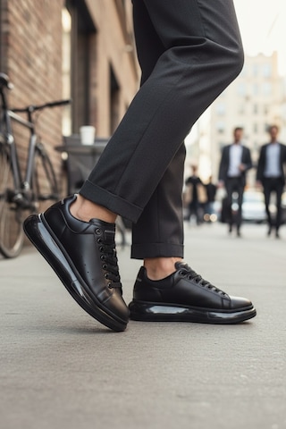 Enoch Erkek Alex Model Jel Taban Sneaker Oversize Kalın Ve Parlak Tabanlı Lüks Sokak Modeli Siyah