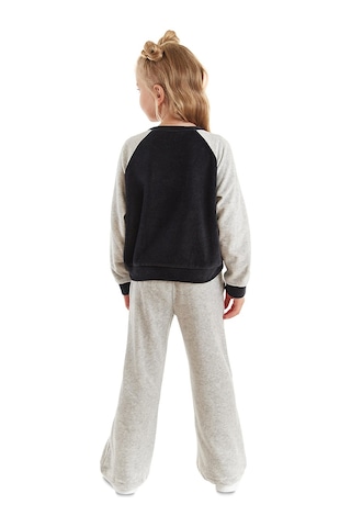 Denokids İkiz Ceylan Kız Çocuk Gri Kadife Eşofman Takım Gri