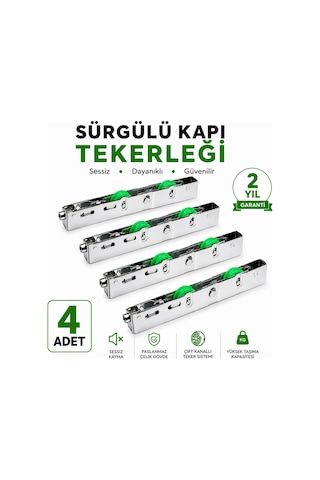 Sürgülü Kapı Çelik Çift Rulmanlı Tekerlek Sessiz Kayar Dayanıklı Paslanmaz 4 Adet Set
