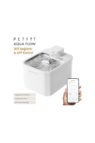Petfit Aqua Flow Wifi Akıllı Bataryalı Otomatik Kedi Köpek Su Pınarı Çeşmesi Şelalesi+petfit Feline Prime 3l Wi-fi Kameralı Akıllı Otomatik Mama Kabı Besleme Ünitesi Bundle