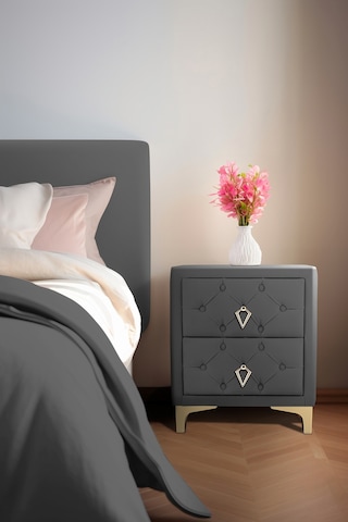 Ruby 2 Çekmeceli Komodin-gold Model Kapitoneli Yatak Odası Iki Çekmeceli Komodin&şifonyer Modelleri Gri