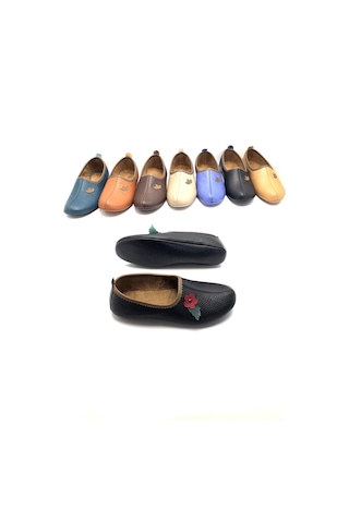 Deritarz Hakiki Deri Hac Umre Tavaf Patiği Ve Ev Ayakkabısı Siyah Kırmızı Kırmızı - Siyah