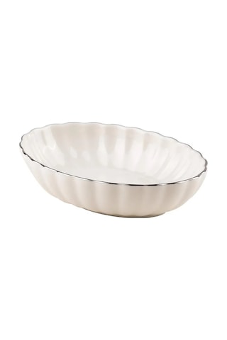 Kütahya Porselen Bone Luz Form Oval Kase Platin File 2 Parça 15cm Bnlzf15okss2220 Beyaz