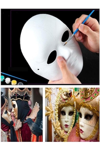 Karton Maske Boyama Seti 1 Paket İpek Fırçalı Akrilik Boyalı Boyanabilir Maske Okul Sınıf Etkinlik