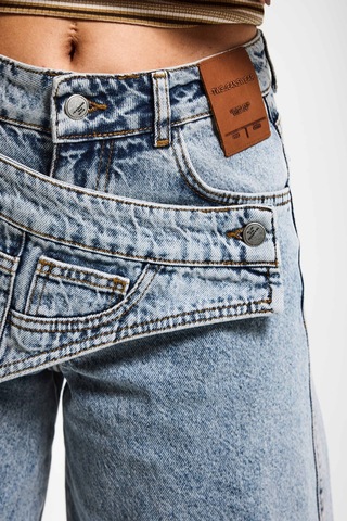 Itsbasic Kadın T.kot Rengi Palazzo Fit Çift Kemer Detaylı Özel Tasarım Denim Jean