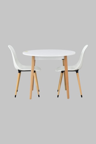Vilinze Eames Sandalye Avanos Yuvarlak Ahşap Mutfak Masası Takımı - 90x90 Cm Natürel