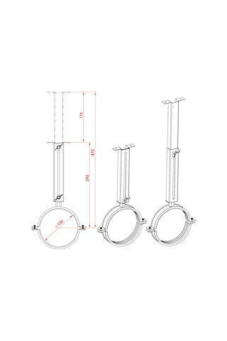 Boru Askısı / Çap: 13 Cm, Boy: 20 40 Cm / Mat Siyah Boyalı / Baba's Stove