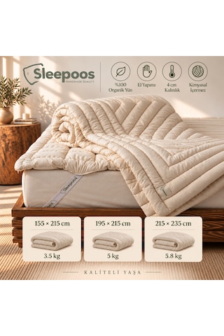 Sleepoos El Yapımı %100 Organik Yün Yorgan 215 x 235