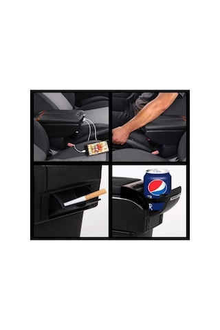 Bmw Tip 6 Usb 1 Type-c Girişli Kolçak Her Araca Uygun Kolçak Kol Dayama Çift Açılır Siyah