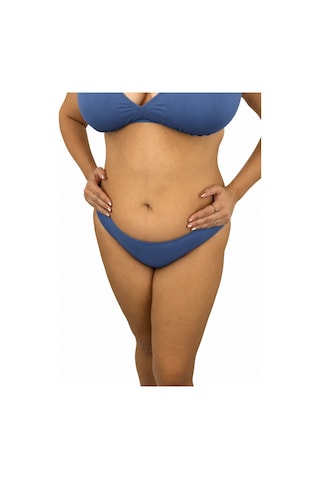 Büyük Beden Geniş Üçgen Kalın Askılı Yırtmaç Detaylı Sabit Pedli Kadın Bikini Takım İndigo