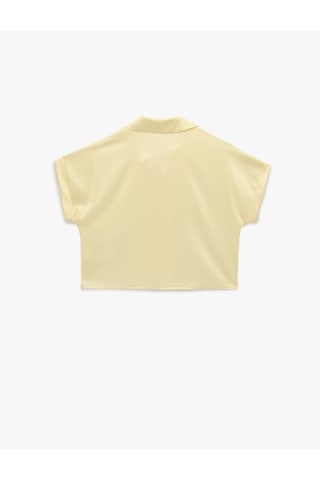 Koton Kısa Kollu Kaçık Yaka Oversize Saten Gömlek Sarı 6sak60056pw Sarı