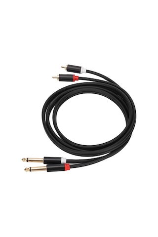 Tenfowee 1.5m Pvc Bakır Çekirdekli Dual Rca Erkekden Dual Ts 6.35mm Mono Ses Kablosu - Alüminyum Kasa, Çift Katmanlı Gövdeleme, Gold Kaplama - Cd/dvd, Mikser, Güç Amfi Bağlantısı