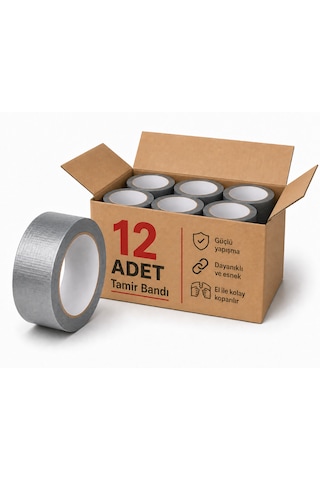 Sanplaza Gri Duct Tape Güçlü Çok Amaçlı Tamir Ve Tadilat Bandı 48 Mm X 10 Mt 12 Adet