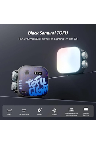 Photoolex Black Samurai Tofu Rgb Led Video Işığı - Tofu-bs