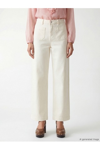 Lcw Everyday Beyaz Wideleg Kadın Jean Pantolon