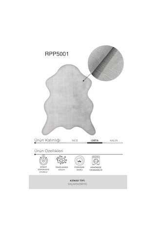 Çam Halı Poly Rpppost5001 Gri Peluş Post Şeklinde Halı-salon-antre-oturma Odası-yumuşak-kaymaz Taban-yıkanabilir