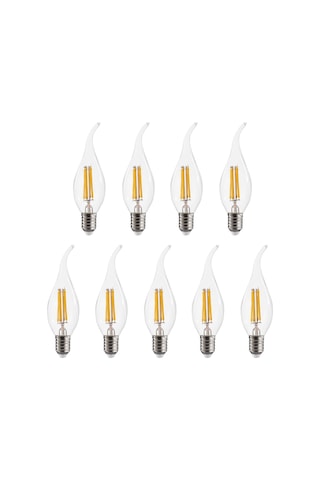 Shineyee 9 Adet E14 Vidalı 4w Led Mum Ampülü - 2700k Sıcak Beyaz Işık - Cam Gövde - Ac220v Şeffaf