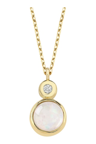 Altın Sepeti As91pkl Pırlantalı Opal Altın Kolye