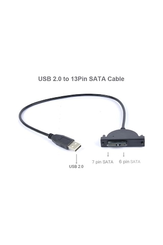 Fortunelane Usb 2.0-sata 7+6 Pin Kablo Cd/dvd-rom Motor Adaptör Veri Aktarma Kablosu, Pc Uyumlu