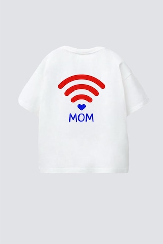 Monila Unisex Çocuk Pamuklu Bisiklet Yaka T-shirt Beyaz - Kırmızı