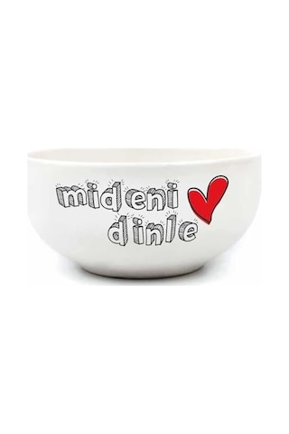 Mideni Dinle Krem Seramik Kase - Hediye Seramik Kase